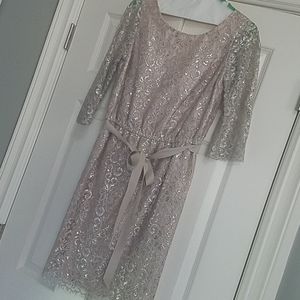 Shoshanna Lace Overlay Elbow Sleeve Dress